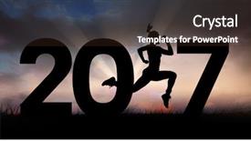  Presentation with blue sky - Cool new presentation design with fit woman silhouette against blue backdrop and a wine colored foreground