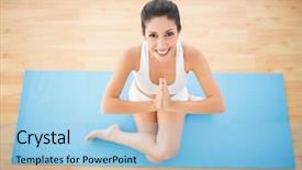  Presentation with cow - PPT layouts having woman sitting in cow face background and a light blue colored foreground