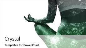  Presentation with tall - Slide deck featuring fit woman sitting in lotus pose against low angle view of tall trees background and a white colored foreground