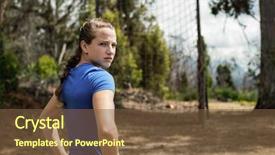  Presentation with boot camp - Amazing slide set having fit woman standing with her hands on hip in boot camp on a sunny day backdrop and a tawny brown colored foreground