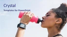  Presentation with smart - Cool new PPT layouts with fit woman wearing smart watch backdrop and a sky blue colored foreground