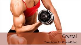  Presentation with barbell - Presentation theme with fit woman with a barbell isolated on white background and a red colored foreground