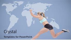  Presentation with woman world - Beautiful PPT layouts featuring composite of athletic fit woman backdrop and a light blue colored foreground