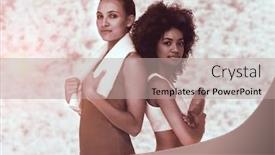  Presentation with dark grey - Amazing presentation theme having fit women standing with waterbottle and towel against dark grey texture backdrop and a coral colored foreground