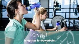  Presentation with water bottle - PPT theme featuring fit-women-with-bottle background and a teal colored foreground