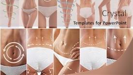  Presentation with body fat - PPT theme having fit-young-and-beautiful-female background and a coral colored foreground