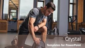  Presentation with barbell - Colorful PPT layouts enhanced with fit-young-man-working-out backdrop and a violet colored foreground