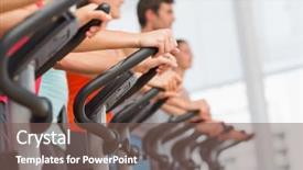  Presentation with healthy people - PPT theme consisting of fit young people work background and a violet colored foreground