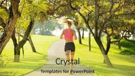  Presentation with healthy lifestyle - PPT layouts enhanced with fit young woman jogging running background and a yellow colored foreground
