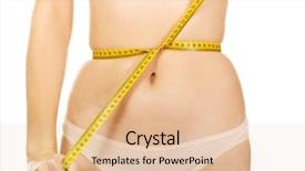  Presentation with tape measure - Cool new slides with fit young woman tied measure tape on her belly backdrop and a lemonade colored foreground