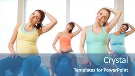  Presentation with healthy lifestyle - Amazing presentation design having fitball - pregnancy sport fitness and healthy backdrop and a ocean colored foreground