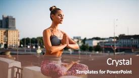  Presentation with yoga - Slide set enhanced with fitnes - beautiful young woman relax background and a tawny brown colored foreground