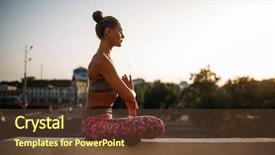  Presentation with yoga - PPT layouts with fitnes - beautiful young woman relax background and a  colored foreground