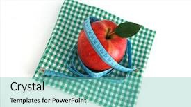  Presentation with barricade tape red and white - Colorful slide deck enhanced with fitnes - red apple and tape measure backdrop and a seafoam green colored foreground