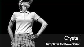  Presentation with black woman - PPT theme featuring fitnes - woman playing golf against black background and a  colored foreground