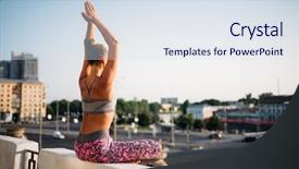  Presentation with yoga - Amazing slide set having fitnes - young woman in yoga pose backdrop and a sky blue colored foreground