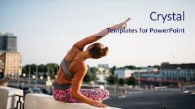  Presentation with yoga - Presentation design with fitnes - young woman in yoga pose background and a sky blue colored foreground
