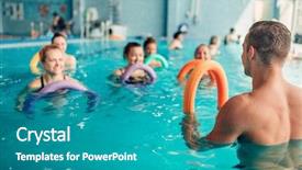  Presentation with aerobics - Presentation theme having fitness - aqua aerobics women class background and a teal colored foreground