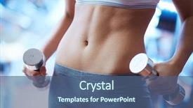  Presentation with fitness - Theme featuring fitness - close-up of torso of female background and a ocean colored foreground