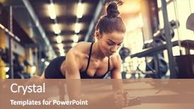  Presentation with exercise - Colorful slide deck enhanced with fitness - fit girl training plank exercise backdrop and a coral colored foreground