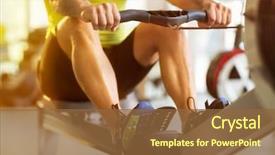  Presentation with training - Colorful slide set enhanced with fitness - fit man training on row backdrop and a tawny brown colored foreground