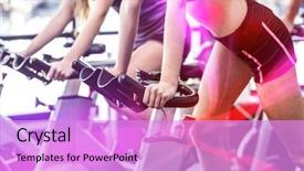  Presentation with spinning - Amazing theme having fitness - fit people working backdrop and a lilac colored foreground