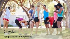  Presentation with runners - Slides having fitness - group of runners warming up background and a mint green colored foreground