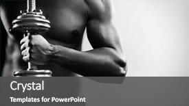  Presentation with black man - Theme enhanced with fitness - man training with dumbbell black background and a dark gray colored foreground