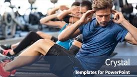  Presentation with stomach - Colorful slide deck enhanced with fitness - muscular guy doing sit ups backdrop and a ocean colored foreground