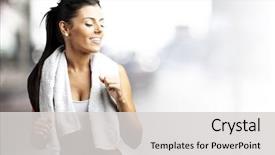  Presentation with health woman running female runner - Amazing PPT theme having fitness - portrait of pretty young woman backdrop and a light gray colored foreground