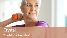 Presentation with senior fitness - Cool new presentation theme with fitness - portrait of senior woman lifting backdrop and a coral colored foreground