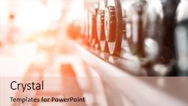  Presentation with gym - PPT layouts with fitness - rows of dumbbells background and a lemonade colored foreground