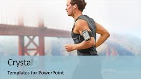  Presentation with san francisco - Audience pleasing PPT theme consisting of fitness - running man - male runner backdrop and a light blue colored foreground