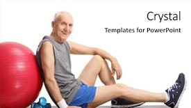  Presentation with exercise mat - Amazing theme having fitness - senior with a pilates ball backdrop and a white colored foreground