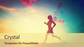  Presentation with healthy lifestyle - Presentation theme having fitness - silhouette of a fit woman background and a blonde colored foreground