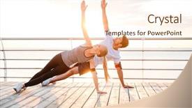  Presentation with exercises - Amazing theme having fitness - smiling couple doing yoga exercises backdrop and a cream colored foreground