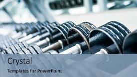  Presentation with club - Beautiful PPT theme featuring fitness - sports dumbbells in modern sports backdrop and a seafoam green colored foreground