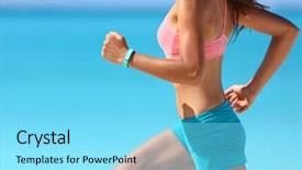  Presentation with active life - Slide set with fitness - wearable tech smart watch closeup background and a arctic colored foreground