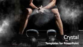  Presentation with fitness - Amazing presentation theme having fitness - weightlifter clapping hands and preparing backdrop and a dark gray colored foreground