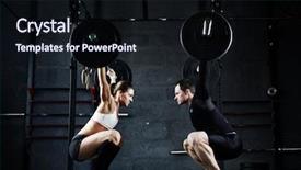  Presentation with weightlifting - Presentation theme having fitness - weightlifting champions background and a wine colored foreground