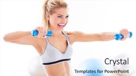  Presentation with fitness - Audience pleasing slides consisting of fitness - woman exercising with dumbbells backdrop and a lemonade colored foreground