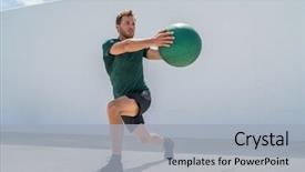  Presentation with exercise medicine - Amazing presentation theme having fitness - working out man training legs backdrop and a light gray colored foreground