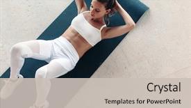  Presentation with exercise mat - Audience pleasing PPT theme consisting of fitness - young beautiful girl wearing fashion backdrop and a soft green colored foreground