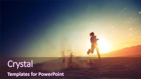  Presentation with desert - Presentation theme enhanced with fitness - young lady running background and a wine colored foreground