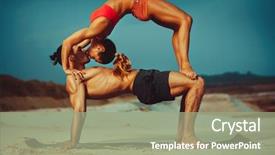  Presentation with sports - Audience pleasing PPT layouts consisting of fitness - young sports couple doing acroyoga backdrop and a mint green colored foreground