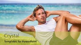  Presentation with weight loss - Amazing slide deck having fitness-abs-workout-fit-man backdrop and a yellow colored foreground