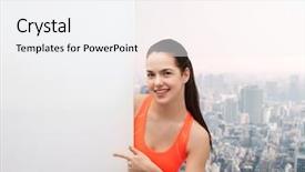  Presentation with teenage girl - PPT theme enhanced with fitness and diet concept - smiling background and a white colored foreground