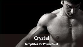  Presentation with fitness cartoon - Slides featuring fitness and muscles muscular man background and a  colored foreground