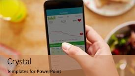  Presentation with mobile health - Audience pleasing slide set consisting of fitness app on mobile backdrop and a coral colored foreground