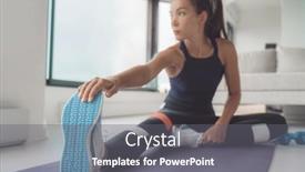  Presentation with exercise mat - Beautiful PPT layouts featuring fitness-at-home-asian-woman backdrop and a gray colored foreground